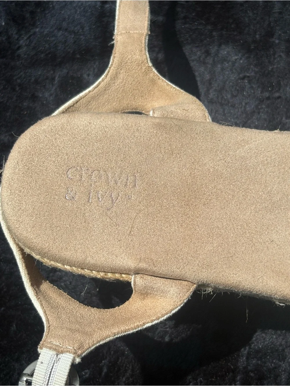 crown & ivy Cream Espadrille Platform Sandals with Ankle Strap Women’s Size 9